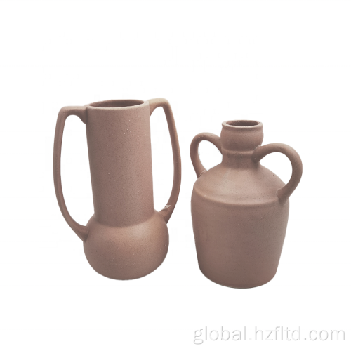 Double Handle Ceramic Vase Double handle ceramic vase Sandy finish Manufactory